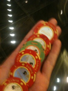 Yeah - my winning chips at the end of night...all of S$50 - haha! Yeah - my winning chips at the end of night...all of S$50 - haha!