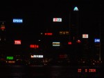 The advertisement neon lights across the water.