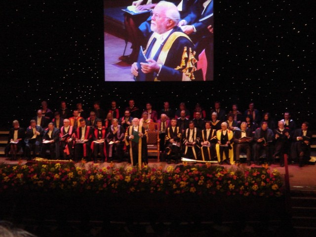 Lord Richard "Jurassic Park" Attenborough - with his opening speach at the Graduation event. 
