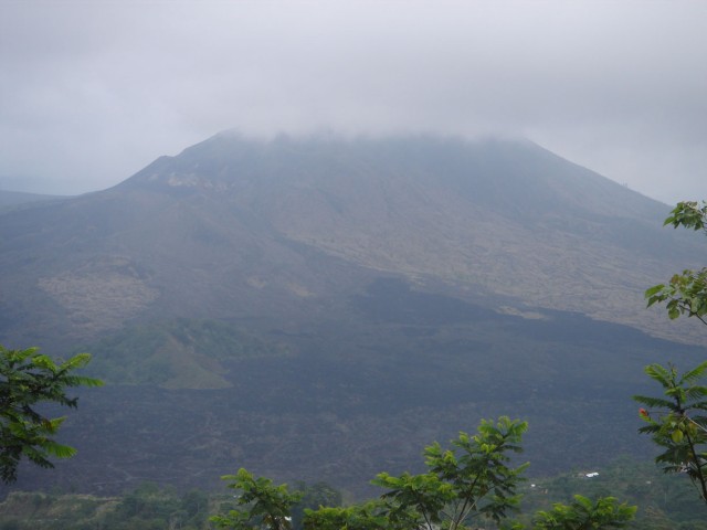 Although quite overcast, you can clearly make-out the shape of the volcano!
