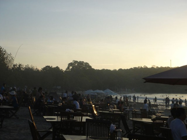 The restaurant beach dining area!