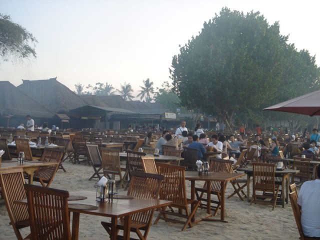 The dining area slowly getting darker during the early-evening dusk!