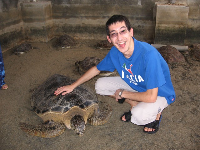 Aaron posing with the 12 year old Turtle