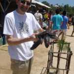 Father posing with the turtle