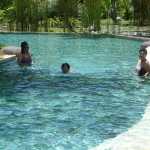 Relaxing in the salt-water pool