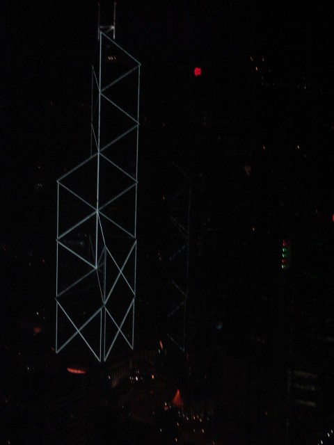 The Bank of China Tower dominating the night sky - 'twas the tallest building in Hong Kong and Asia from 1989 to 1992