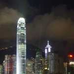 The One IFC (right) and the Two IFC (left) as seen from the Star Ferry Pier at Tsim Sha Tsui, Kowloon.  (Taken to illustrate the two IFC buildings)