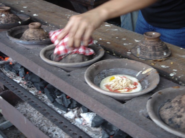 Close-up of the "pots"
