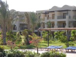 View of the resort buildings from the pool-side.