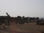 View of the beach-volleyball pitch (court?).