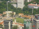 The world's tallest flagpole to the LHS with the the Dataran Merdeka (or Independence Square) - formerly known as 'Selangor Turf Club' in the middle of the photo.