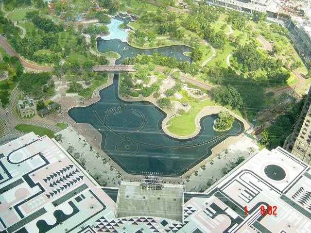 One of the water features created next to the Twin Towers