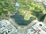One of the water features created next to the Twin Towers