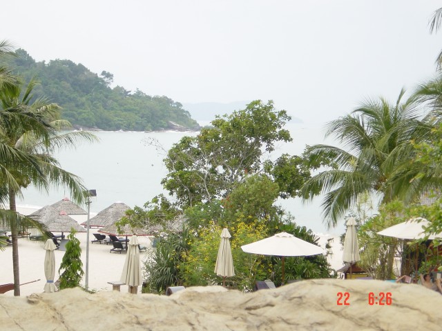 View down from the Jacuzzi looking at the beach