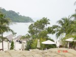 View down from the Jacuzzi looking at the beach