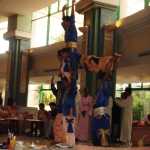 The completed human pyramid.