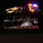 Another view looking upwards at the Bally signage