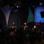 An open-air band playing at Harrahs Bar