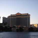 Looking towards Caesars Palace from the far side of the Bellagio founain