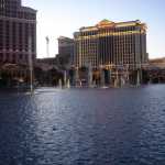 The fountain lake in front of the Bellagio