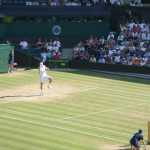 Berdych trying to return a Federer shot.