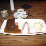 Yummy dessert...sticky toffee pudding...and an Espresso!