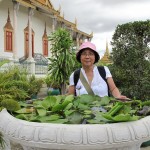 Mum enjoying the Lotus Leaves