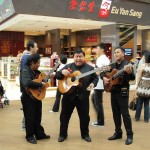 Some singers just outside the Marina Bay Sands Food Court