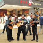 Some singers just outside the Marina Bay Sands Food Court