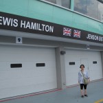 Mum with the McLaren Garage Backdrop