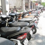 Bikes parked identically and very orderly