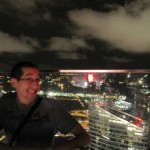 Aaron and the Marina Bay Financial Centre Backdrop