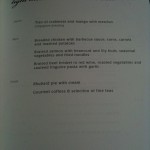 The Light Meal Menu