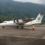 The plane ready for boarding